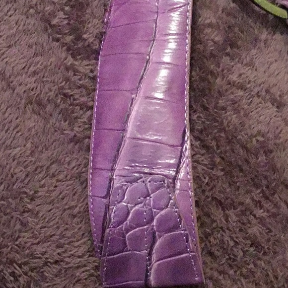 Suzanne Summers Wide Genuine Leather Purple Cured Belt, M/L-45” - Picture 7 of 16